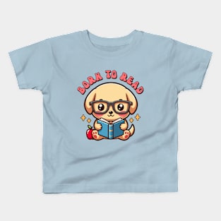 Born to Read Labrador Puppy Reading Book Kawaii Bookish Kids T-Shirt